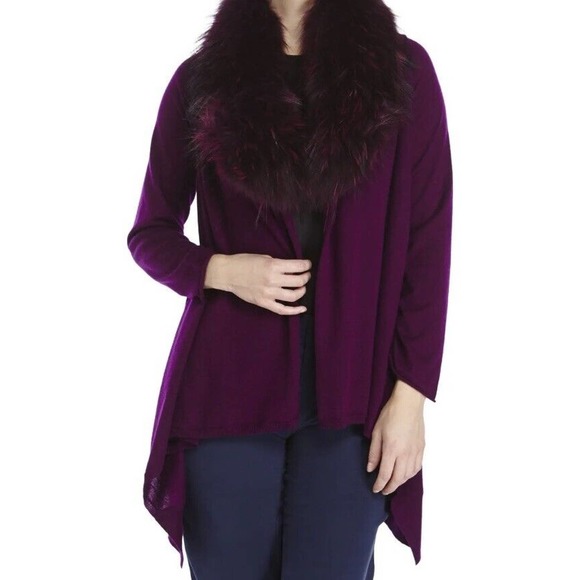 Alice + Olivia Wool and Cashmere Purple Draped Izzy Cardigan Women’s Size Small - Picture 15 of 16
